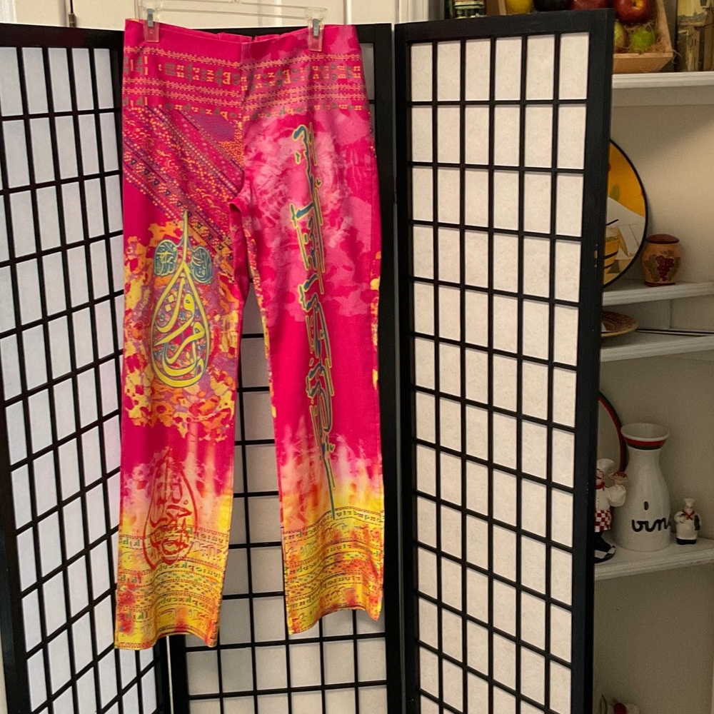 Vibrant Pink and Yellow Graphic Pants